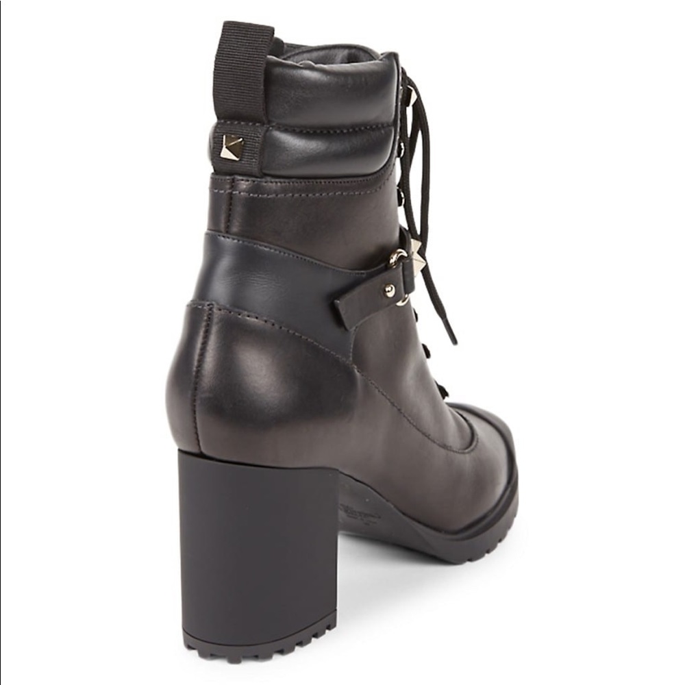 Valentino Black Leather Lace-Up Combat Boots - Picture 3 of 13